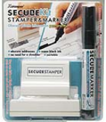 Xstamper Secure Block out Stamper Kit - Large, 15/16" x 2-13/16"  + Secure Marker